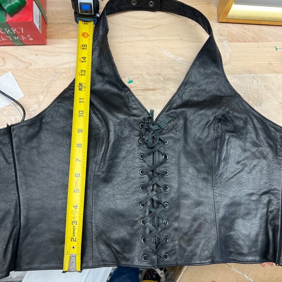 Wilsons Leather Maxima Black Leather Halter Corset Lace-Up Top Size XL - Picture 10 of 14